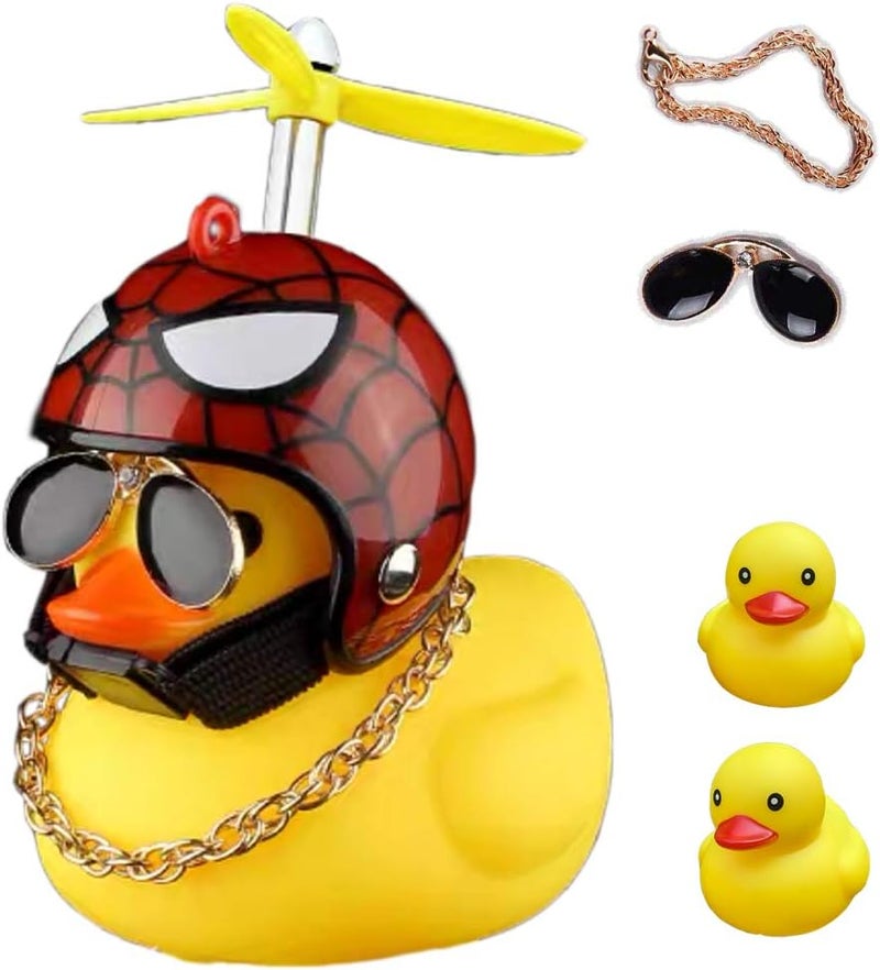 ACEDOAMARE Duck Bike Bell, Cute Rubber Yellow Duck Bicycle Accessories with LED Light Propeller Helmet Squeeze Horns for Cycling Motorcycle Handlebar Bicycle - Image 1